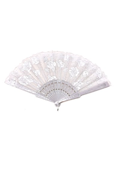Wholesaler By Oceane - HAND FAN MADE WITH FABRIC, PRINTED WITH PATTERNS AND SILVER GLITTERS