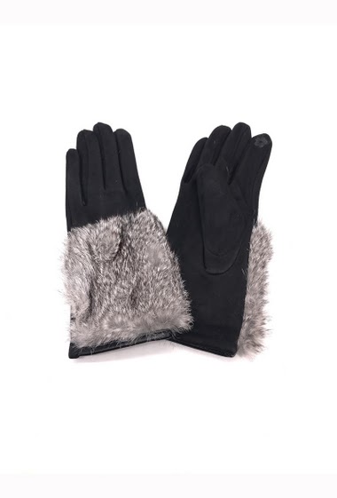 Wholesaler By Oceane - GLOVE WITH RABBIT FUR DECO, TOUCH SCREEN SENSITIVE