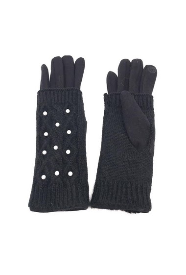 Wholesaler By Oceane - CABLE KNIT GLOVE WITH DECO PEARLS