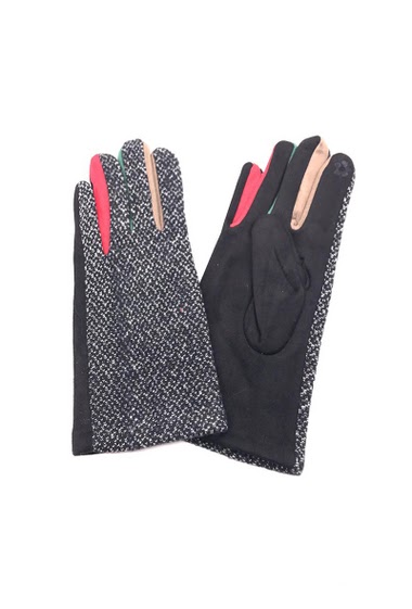 Wholesaler By Oceane - TWEED GLOVES WITH BICOLOR FINGERS, TOUCH SCREEN SENSITIVE