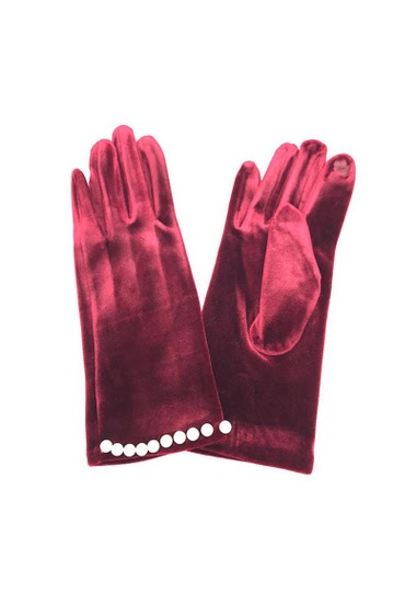 Wholesaler By Oceane - VELVET GLOVE WITH PEARLS ON CUFF