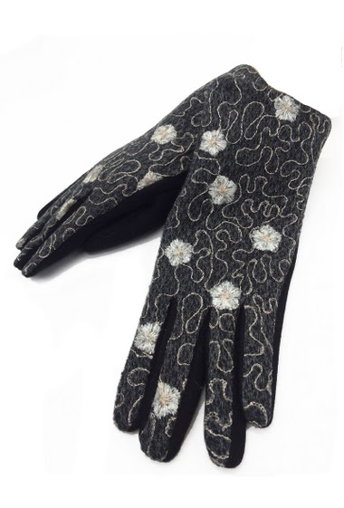 Wholesaler By Oceane - FELT/ KNIT EMBROIDED GLOVE, TOUCH SCREEN SENSITIVE