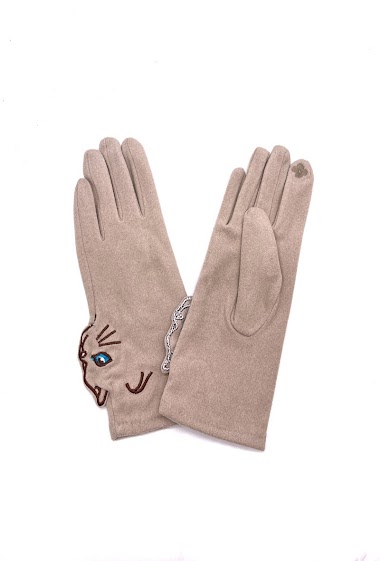 Großhändler By Oceane - Soft cat print gloves