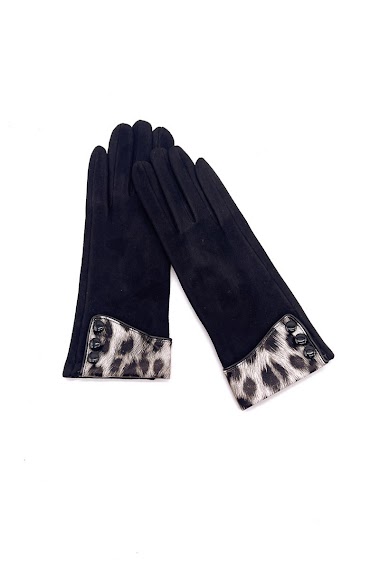 Wholesaler By Oceane - Soft gloves with small buttoned detail and animal print