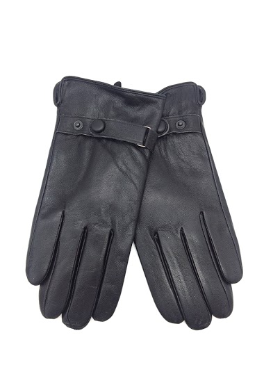 Wholesaler By Oceane - MEN'S SIMPLE LEATHER GLOVES WITH ADJUSTABLE CUFF