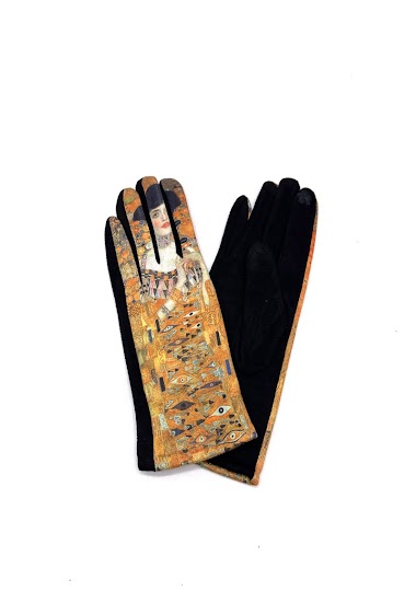 Großhändler By Oceane - Tactile fleece gloves with painting print