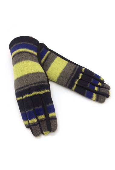 Großhändler By Oceane - GLOVES WITH WOOL TOUCH IN COLOURFUL BORDERS. TOUCH SCREEN SENSITIVE