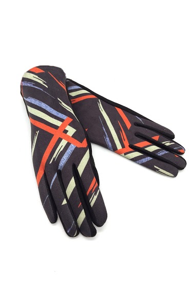Wholesaler By Oceane - GLOVES WITH COLOURFUL GRAPHICAL LINE PATTERNS
