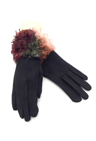 Wholesaler By Oceane - GLOVES WITH FAKE CURLY MOUTON CUFF. TOUCH SCREEN SENSITIVE