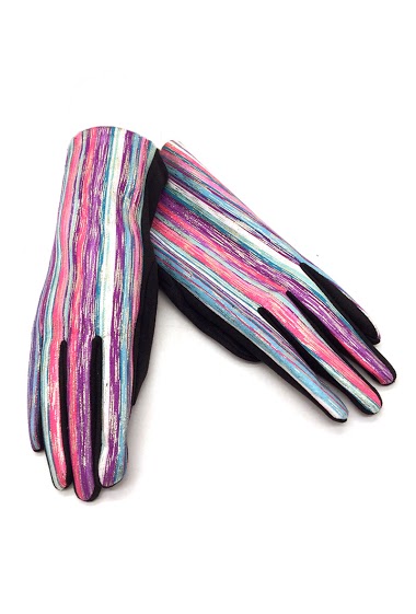 Wholesaler By Oceane - GLOVES WITH WITH COLOURFUL STRIPES AND LUTEX COATING. TOUCH SCREEN SENSITIVE