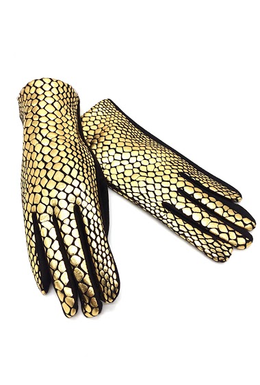Großhändler By Oceane - GLOVES WITH METALLIC ANIMAL PRINT ON ONE SIDE. TOUCH SCREEN SENSITIVE