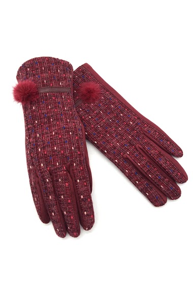 Wholesaler By Oceane - GLOVES WITH SMALL MINK POM-POM DECORATION. TOUCH SCREEN SENSITIVE