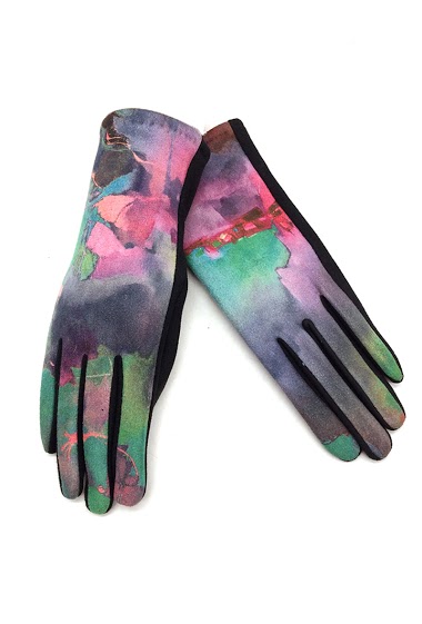 Wholesaler By Oceane - GLOVES IN ABSTRACT COLOUR FABRIC. TOUCH SCREEN SENSITIVE