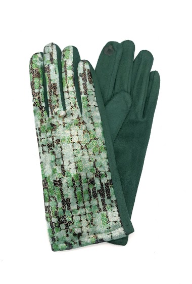 Wholesaler By Oceane - GLOVES PRINTED WITH SMALL SQUARES. TOUCH SCREEN SENSITIVE