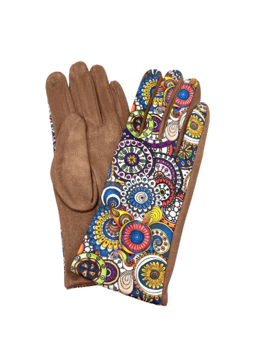 Großhändler By Oceane - Taktile Handschuhe mit geometrischem Kreismuster