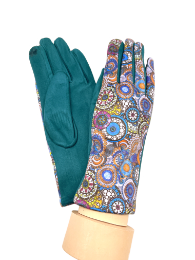 Großhändler By Oceane - Taktile Handschuhe mit geometrischem Kreismuster