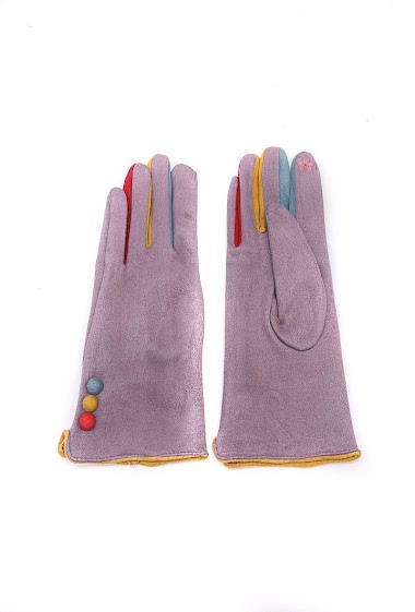 Wholesaler By Oceane - GLOVES IN FABRIC WITH MULTICOLOUR FINGERS AND TOUCH SCREEN SENSITIVE