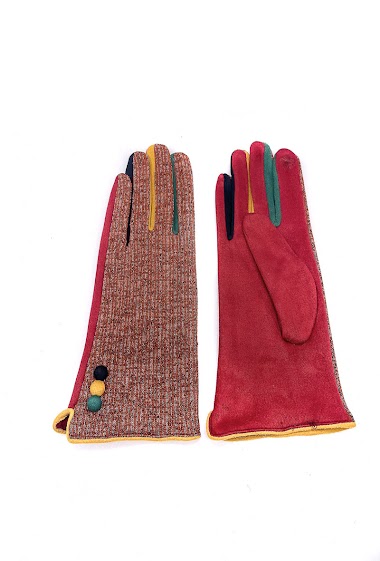 Wholesaler By Oceane - GLOVES IN FABRIC WITH MULTICOLOUR FINGERS AND TOUCH SCREEN SENSITIVE