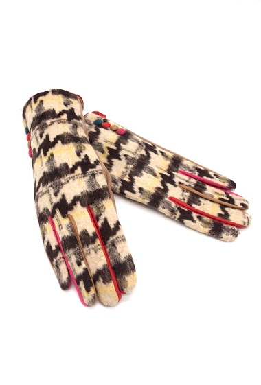 Wholesaler By Oceane - GLOVES WITH WOOL TOUCH IN HERRINGBONE PATTERN. TOUCH SCREEN SENSITIVE