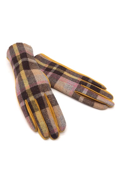 Wholesaler By Oceane - GLOVES WITH WOOL TOUCH, BACK WITH TARTAN PATTERN. TOUCH SCREEN SENSITIVE