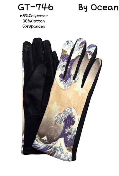 Großhändler By Oceane - Colorful touchscreen gloves with painting illustration