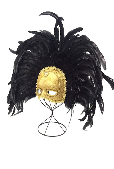 Wholesaler By Oceane - MASQUERADE MASK WITH BIG VOLUME FEATHERS AROUND THE MASK