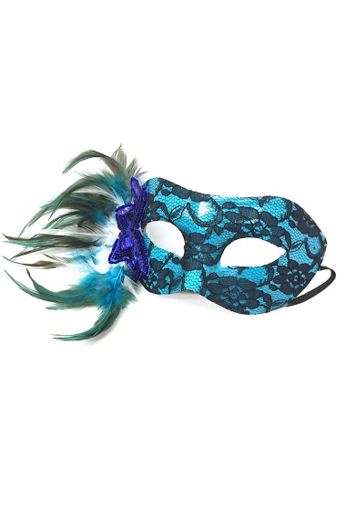 Wholesaler By Oceane - MASQUERADE EYE MASK WITH LACE FABRIC AND DECORATED WITH FEATHERS