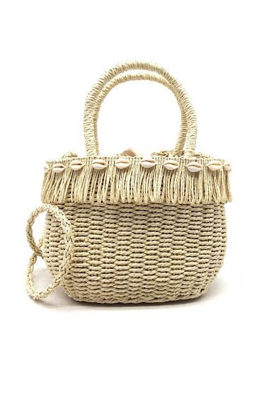 Wholesaler By Oceane - SMALL BASKET BAG DECORATED WITH SHELLS ON THE EDGE