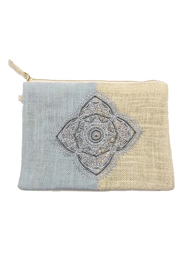 Wholesaler By Oceane - BICOLOR POUCH, HAND EMBROIDERY WITH GLASS BEADS
