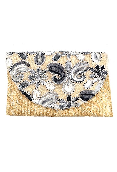 Wholesaler By Oceane - HAND WEAVED HAND CLUTCH COVERED WITH TULLE FABRIC
