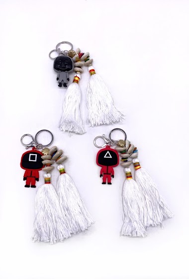 Großhändler By Oceane - Character Key ring with white fringe