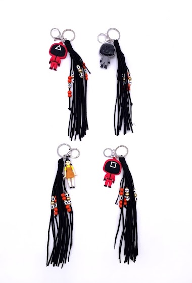 Wholesaler By Oceane - Character Key ring with pearl and black fringe