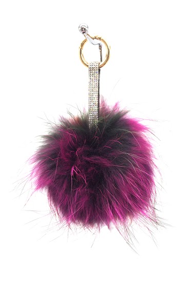 Wholesaler By Oceane - KEY CHAIN/ BAG DECORATION POM-POM MADE WITH FOX AND MARMOT FUR