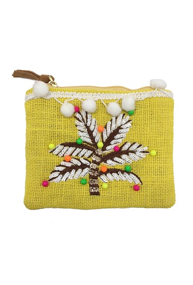 Mayorista By Oceane - COIN PURSE, HAND EMBROIDERY WITH SEQUINS, BEADS AND POMPONS