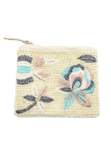 Großhändler By Oceane - COIN PURSE, OVERALL FLORAL EMBROIDERY WITH HAND SEWN SEQUINS AND GLASS BEADS