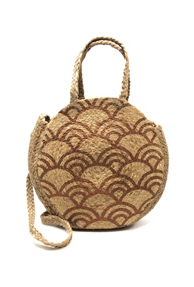 Großhändler By Oceane - CIRCULAR SHOULDER BAG DECORATED WITH GEOMETRIC HALF CIRCLES IN FOIL PRINT