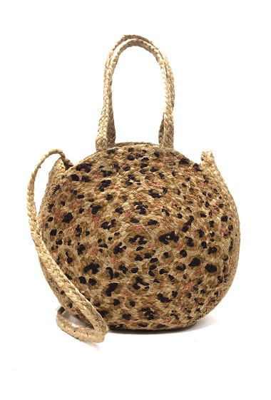 Wholesaler By Oceane - CIRCULAR SHOULDER BAG DECORATED WITH LEOPARD PRINT IN THE FRONT