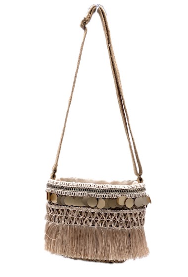 Wholesaler By Oceane - HANDMADE CROSSBODY BAG WITH FRINGES AND SEQUINS