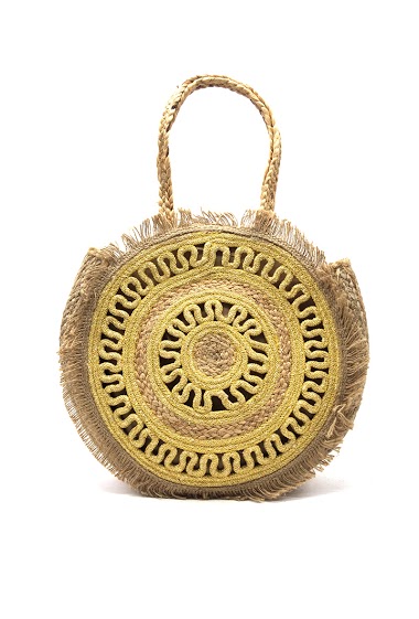 Wholesaler By Oceane - CIRCULAR WEAVED ROUND SHOULDER BAG DECORATED WITH METALLIC CORD