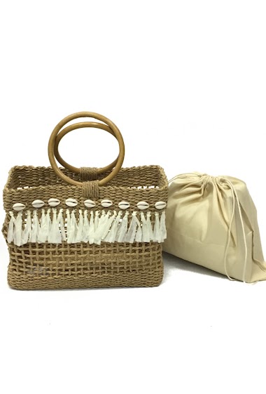 Mayorista By Oceane - Handle bag with round handle, shells and small fringes