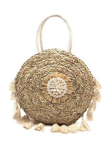 Wholesaler By Oceane - HAND WEAVED CIRCULAR BAG DECORATED WITH TASSELS ON THE BOTTOM