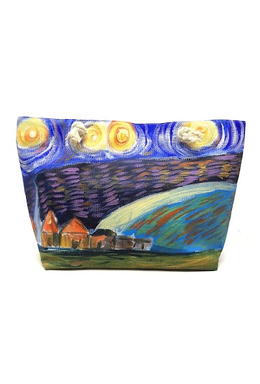 Wholesaler By Oceane - BEACH BAG WITH HAND PAINTED PICTURE OF A STARRY NIGHT