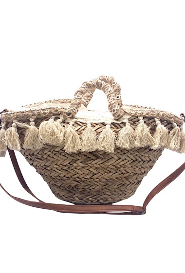 Wholesaler By Oceane - HANDMADE BEACH BAG WITH FRINGED HANDLES AND POMPOMS