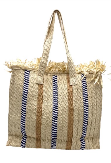 Mayorista By Oceane - Handmade straw tote bag decorated with fringes on the top