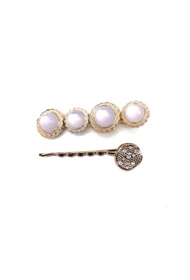 Wholesaler By Oceane - HAIRPIN SET DECORATED WITH PEARLS AND CRYSTAL GLASS
