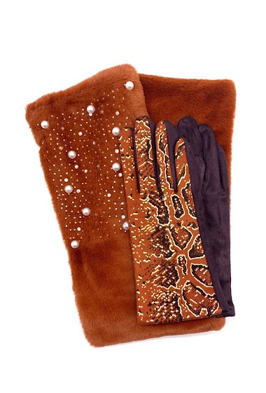 Wholesaler By Oceane - Glove and neck scarf set with matching color