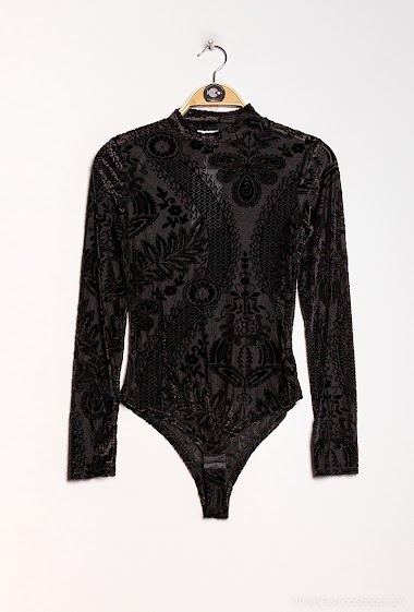 Wholesaler By Swan - Mesh bodysuit with velvet print