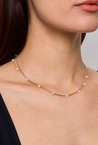 Grossiste ELINE L'ATELIER - Collier double chaînes avec perles
