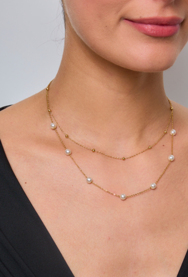 Grossiste ELINE L'ATELIER - Collier double chaîne avec perles