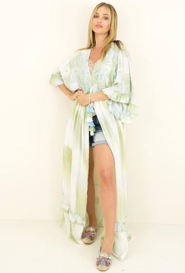 Kimono - Bohemian, Sequin + Pompon | AMORINA Capucine | Paris Fashion Shops